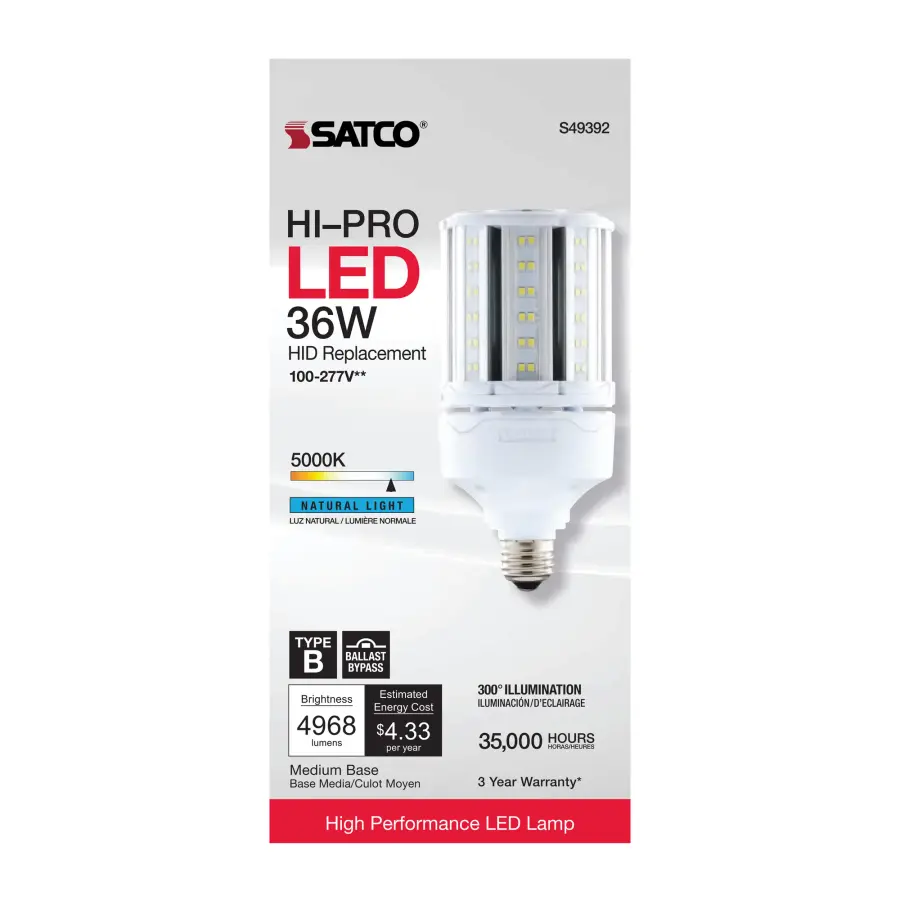 36 Watt LED HID Replacement - 80 CRI - 5000K - Type B - Ballast Bypass - Medium base - Economy Hi-Pro - Image 5