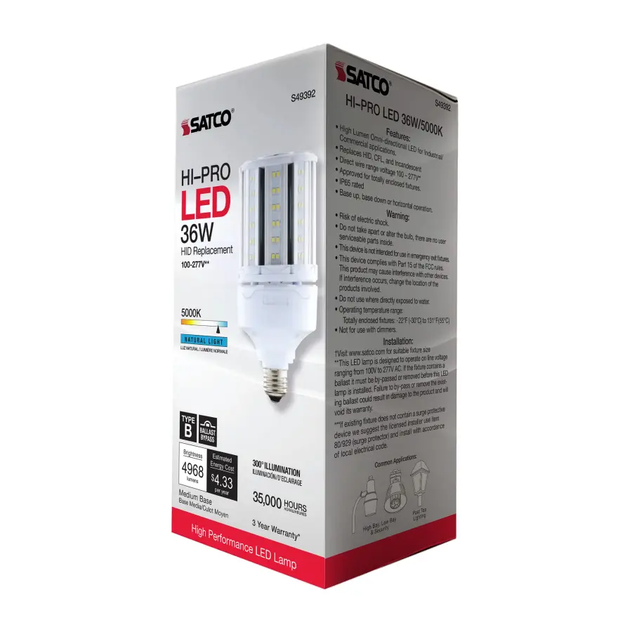 36 Watt LED HID Replacement - 80 CRI - 5000K - Type B - Ballast Bypass - Medium base - Economy Hi-Pro - Image 10