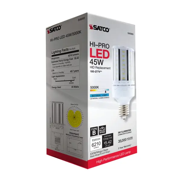 45 Watt LED HID Replacement - 5000K - Extended Mogul base - Type B Ballast Bypass - Economy Hi-Pro - Image 8