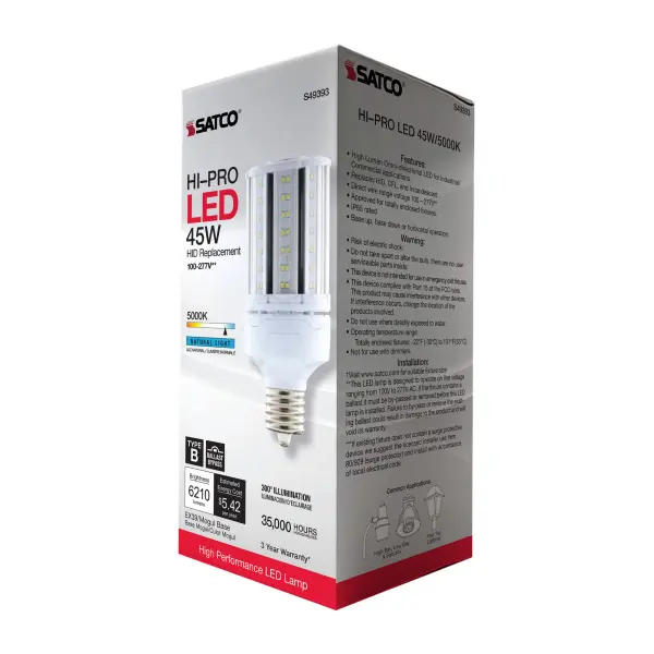 45 Watt LED HID Replacement - 5000K - Extended Mogul base - Type B Ballast Bypass - Economy Hi-Pro - Image 9