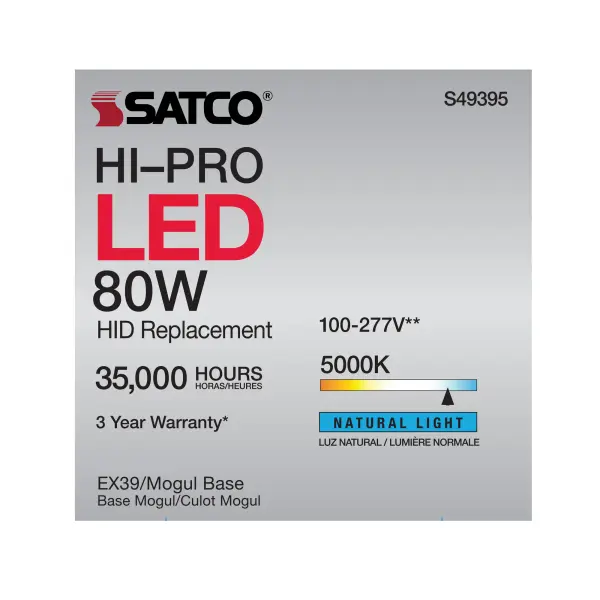 80 Watt LED HID Replacement - 5000K - Extended Mogul base - Type B Ballast Bypass - Economy Hi-Pro - Image 11
