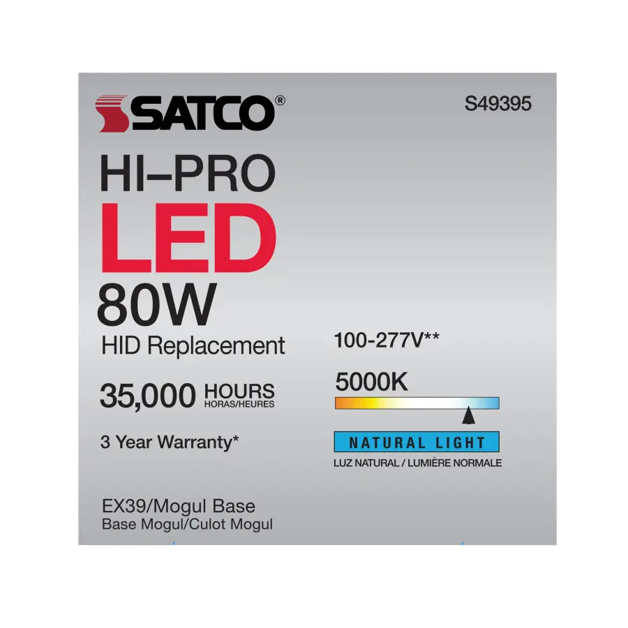 80 Watt LED HID Replacement - 5000K - Extended Mogul base - Type B Ballast Bypass - Economy Hi-Pro - Image 11