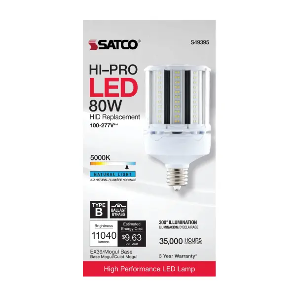 80 Watt LED HID Replacement - 5000K - Extended Mogul base - Type B Ballast Bypass - Economy Hi-Pro - Image 5