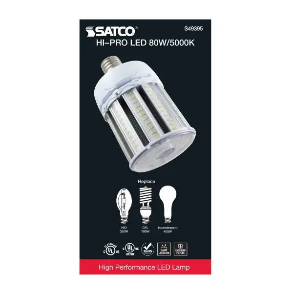 80 Watt LED HID Replacement - 5000K - Extended Mogul base - Type B Ballast Bypass - Economy Hi-Pro - Image 6