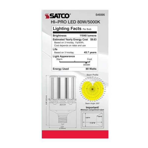 80 Watt LED HID Replacement - 5000K - Extended Mogul base - Type B Ballast Bypass - Economy Hi-Pro - Image 8