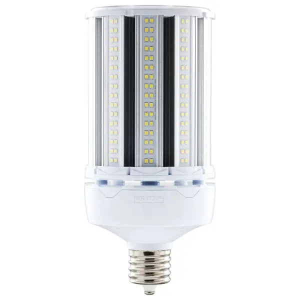 Satco's 120-watt Hi-Pro LED lamp is an energy efficient lighting solution for large scale lighting applications. Perfect for gymnasiums, factory floors, health clubs, and warehouses, this lamp is designed to deliver clean, efficient LED light. This versatile lamp has a corncob shape and delivers 35,000 hours of natural white light.