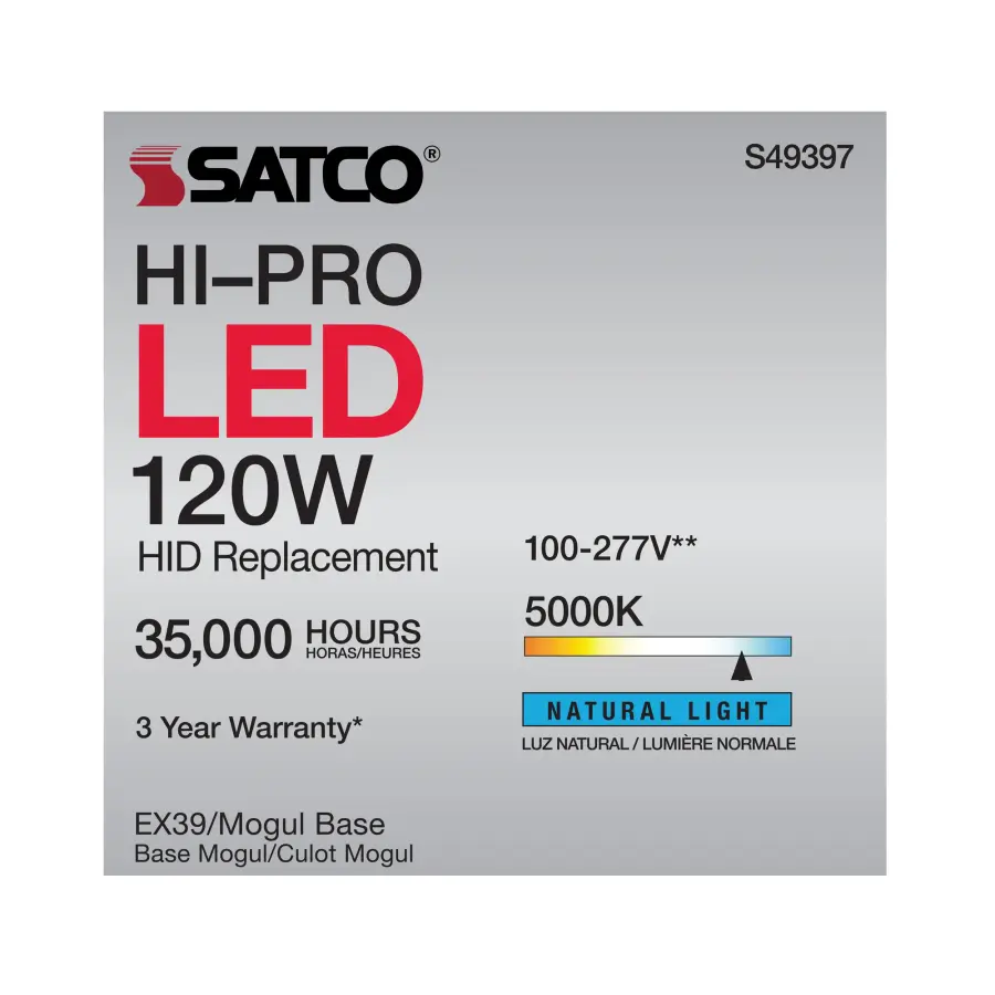 120 Watt LED HID Replacement - 5000K - Extended Mogul base - Type B Ballast Bypass - Economy Hi-Pro - Image 11