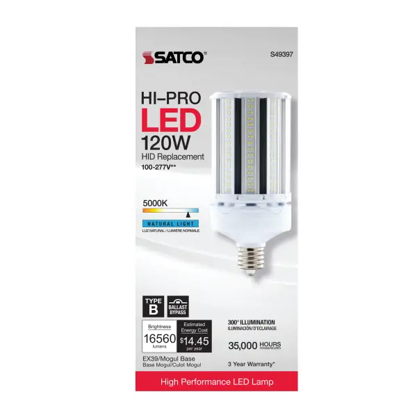 120 Watt LED HID Replacement - 5000K - Extended Mogul base - Type B Ballast Bypass - Economy Hi-Pro - Image 5