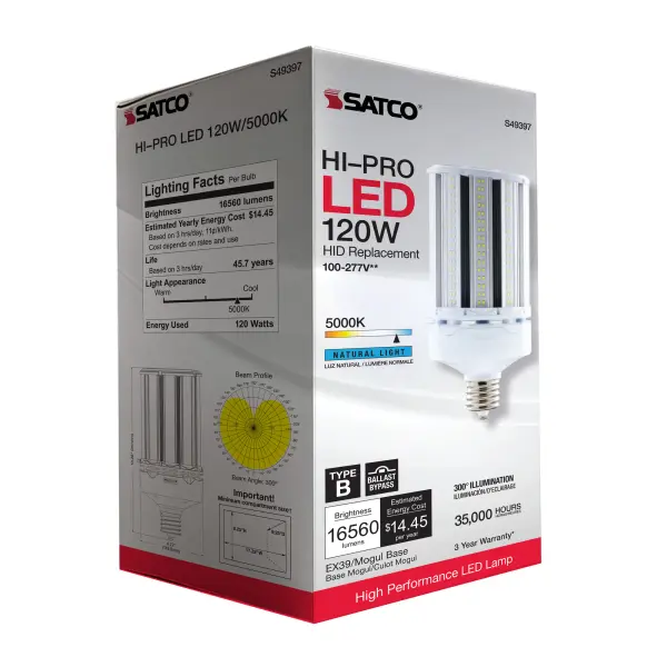 120 Watt LED HID Replacement - 5000K - Extended Mogul base - Type B Ballast Bypass - Economy Hi-Pro - Image 9