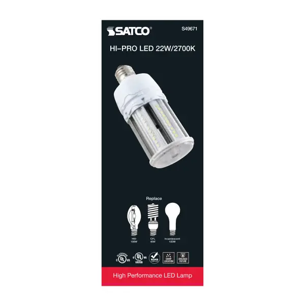 22 Watt LED HID Replacement - 80 CRI - 2700K - Type B - Ballast Bypass - Medium base - Economy Hi-Pro - Image 6
