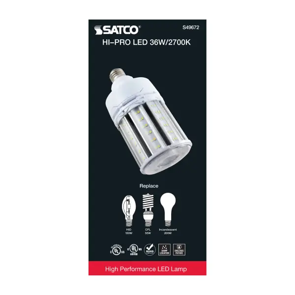 36 Watt LED HID Replacement - 80 CRI - 2700K - Type B - Ballast Bypass - Medium base - Economy Hi-Pro - Image 6