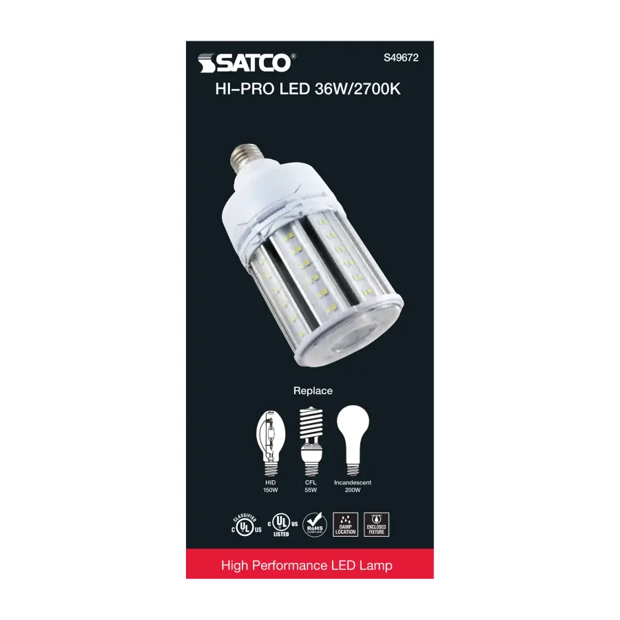 36 Watt LED HID Replacement - 80 CRI - 2700K - Type B - Ballast Bypass - Medium base - Economy Hi-Pro - Image 6