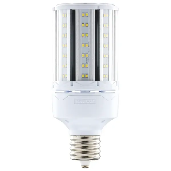 Satco's 45-watt Hi-Pro LED lamp is an energy efficient lighting solution for large scale lighting applications. Perfect for gymnasiums, factory floors, health clubs, and warehouses, this lamp is designed to deliver clean, efficient LED light. This versatile lamp has a corncob shape and delivers 35,000 hours of cool white light.