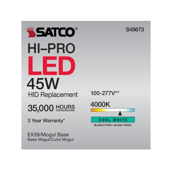 45 Watt LED HID Replacement - 4000K - Extended Mogul base - Type B Ballast Bypass - Economy Hi-Pro - Image 11
