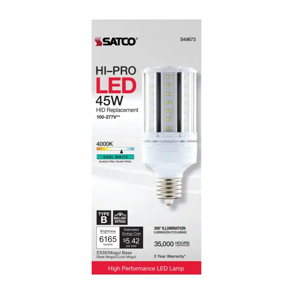 45 Watt LED HID Replacement - 4000K - Extended Mogul base - Type B Ballast Bypass - Economy Hi-Pro - Image 5