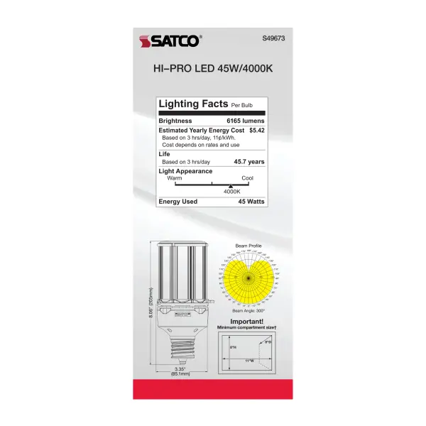 45 Watt LED HID Replacement - 4000K - Extended Mogul base - Type B Ballast Bypass - Economy Hi-Pro - Image 8