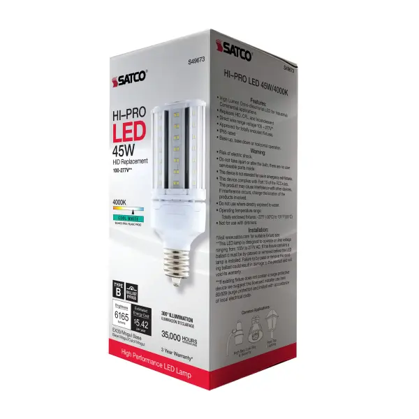 45 Watt LED HID Replacement - 4000K - Extended Mogul base - Type B Ballast Bypass - Economy Hi-Pro - Image 10