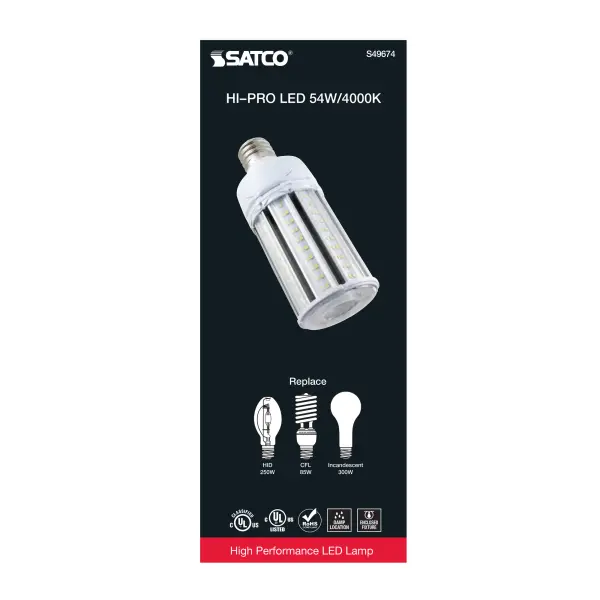 54 Watt LED HID Replacement - 4000K - Extended Mogul base - Type B Ballast Bypass - Economy Hi-Pro - Image 6