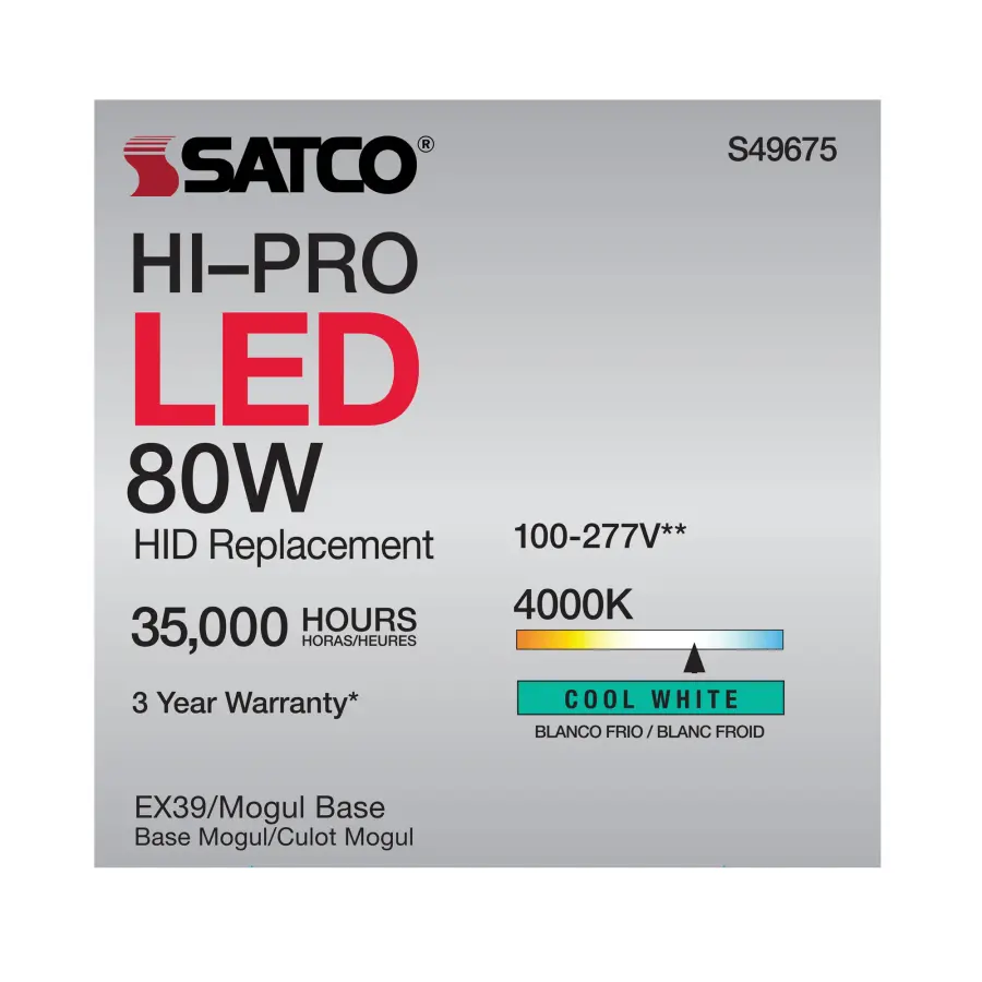 80 Watt LED HID Replacement - 4000K - Extended Mogul base - Type B Ballast Bypass - Economy Hi-Pro - Image 11