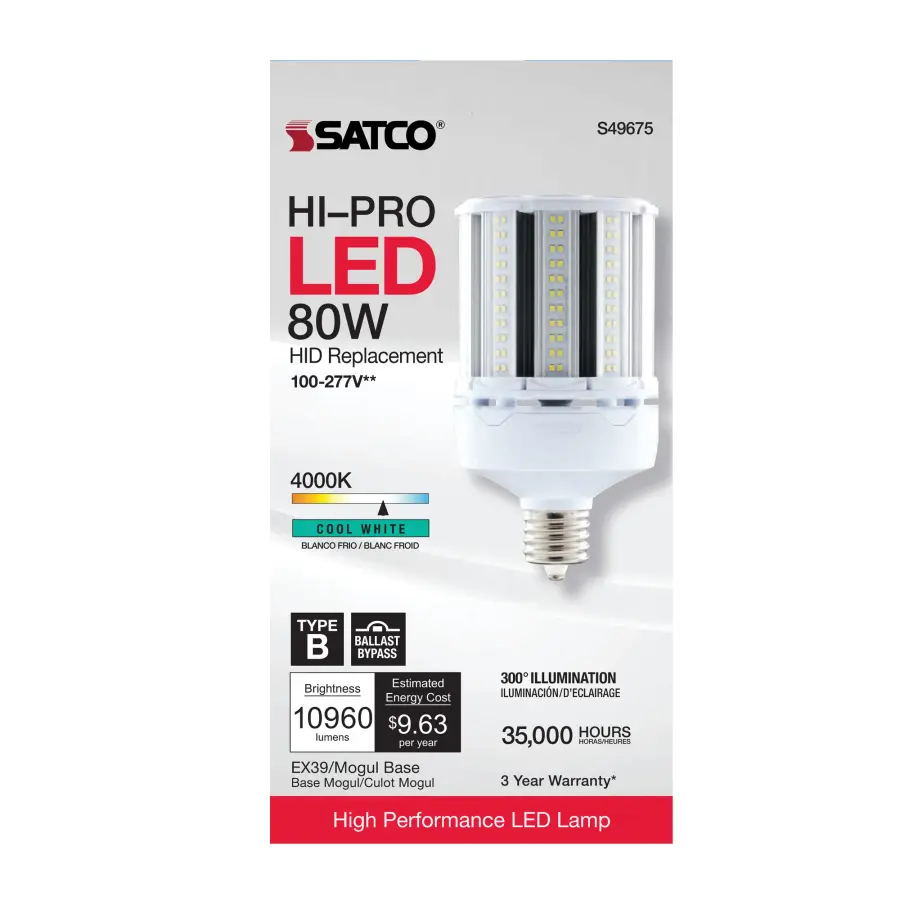 80 Watt LED HID Replacement - 4000K - Extended Mogul base - Type B Ballast Bypass - Economy Hi-Pro - Image 5