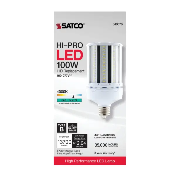 100 Watt LED HID Replacement - 4000K - Extended Mogul base - Type B Ballast Bypass - Economy Hi-Pro - Image 5