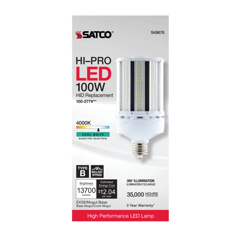 100 Watt LED HID Replacement - 4000K - Extended Mogul base - Type B Ballast Bypass - Economy Hi-Pro - Image 5
