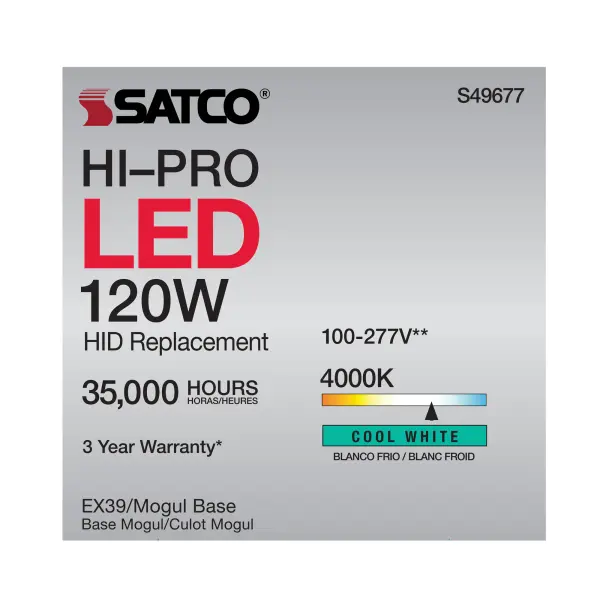 120 Watt LED HID Replacement - 4000K - Extended Mogul base - Type B Ballast Bypass - Economy Hi-Pro - Image 11