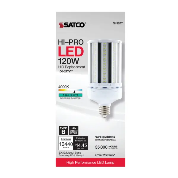 120 Watt LED HID Replacement - 4000K - Extended Mogul base - Type B Ballast Bypass - Economy Hi-Pro - Image 5