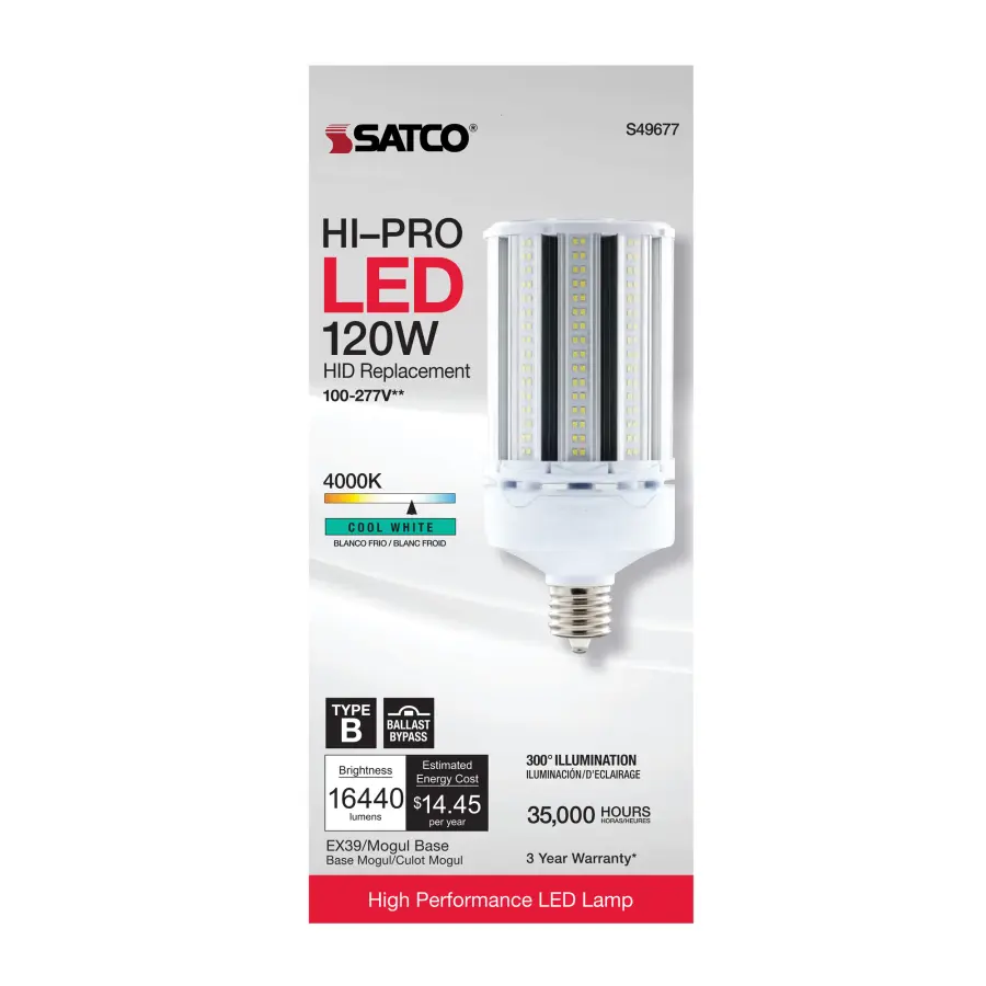 120 Watt LED HID Replacement - 4000K - Extended Mogul base - Type B Ballast Bypass - Economy Hi-Pro - Image 5