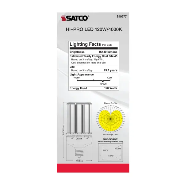 120 Watt LED HID Replacement - 4000K - Extended Mogul base - Type B Ballast Bypass - Economy Hi-Pro - Image 8