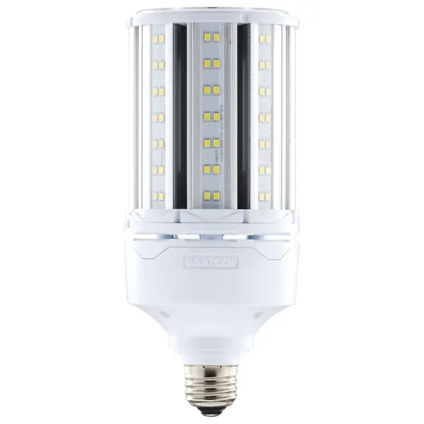 Satco's 45-watt Hi-Pro LED lamp is an energy efficient lighting solution for large scale lighting applications. Perfect for gymnasiums, factory floors, health clubs, and warehouses, this lamp is designed to deliver clean, efficient LED light. This versatile lamp has a corncob shape and delivers 35,000 hours of cool white light.
