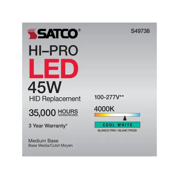 45 Watt LED HID Replacement - 80 CRI - 4000K - Type B - Ballast Bypass - Medium base - Economy Hi-Pro - Image 11