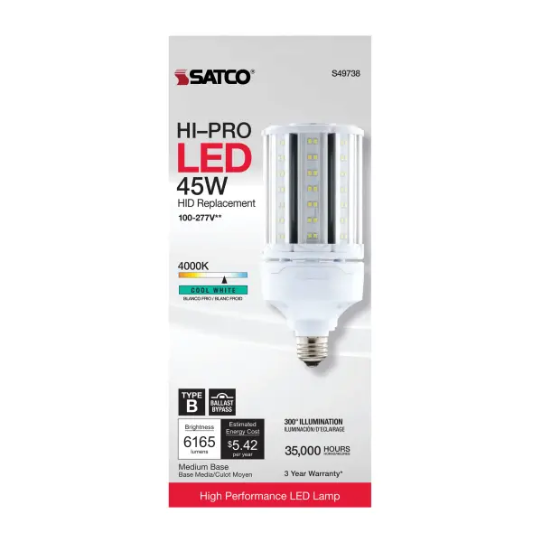 45 Watt LED HID Replacement - 80 CRI - 4000K - Type B - Ballast Bypass - Medium base - Economy Hi-Pro - Image 5