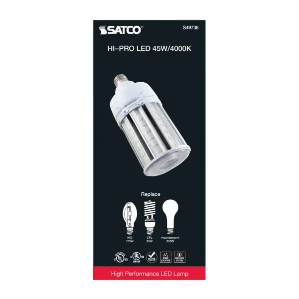 45 Watt LED HID Replacement - 80 CRI - 4000K - Type B - Ballast Bypass - Medium base - Economy Hi-Pro - Image 6