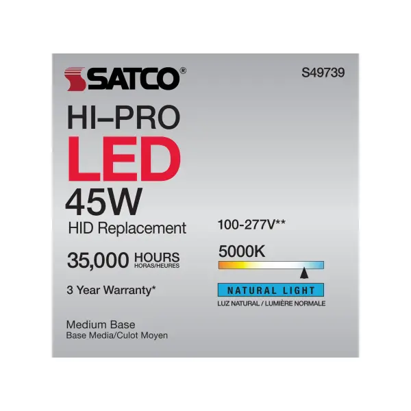 45 Watt LED HID Replacement - 80 CRI - 5000K - Type B - Ballast Bypass - Medium base - Economy Hi-Pro - Image 11