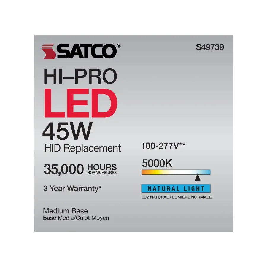 45 Watt LED HID Replacement - 80 CRI - 5000K - Type B - Ballast Bypass - Medium base - Economy Hi-Pro - Image 11