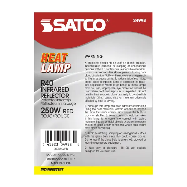 250 Watt R40 Incandescent - Red Heat - 6000 Average rated hours - Medium base - 120 Volt - Image 3
