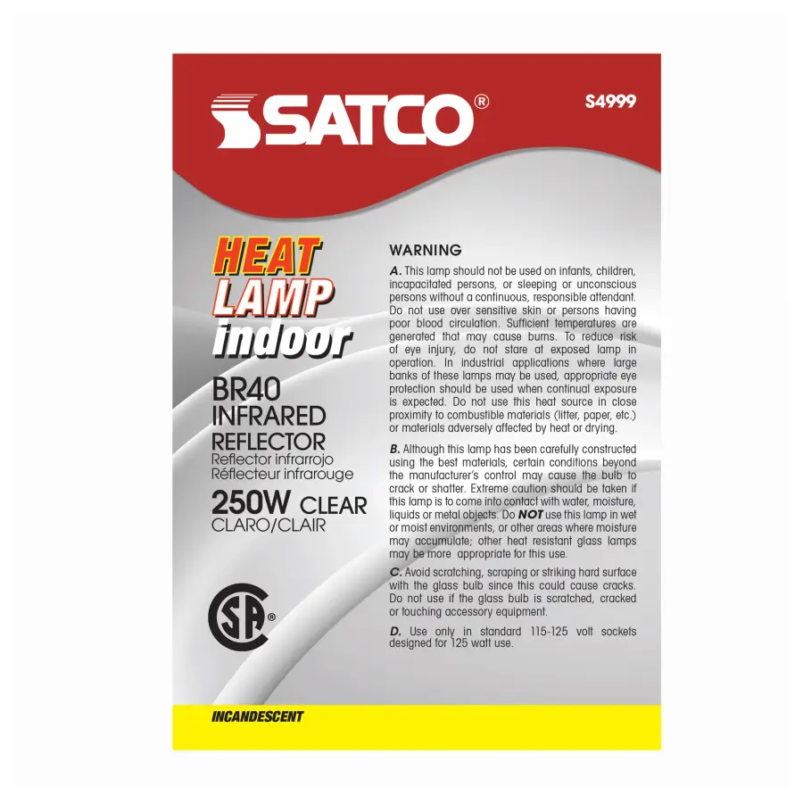 250 Watt R40 Incandescent - Clear Heat - 6000 Average rated hours - Medium base - 120 Volt - Image 3