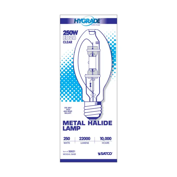 250 Watt - Metal Halide HID - Mogul base - ED28 - Clear - 65 CRI - 4000K - Image 3