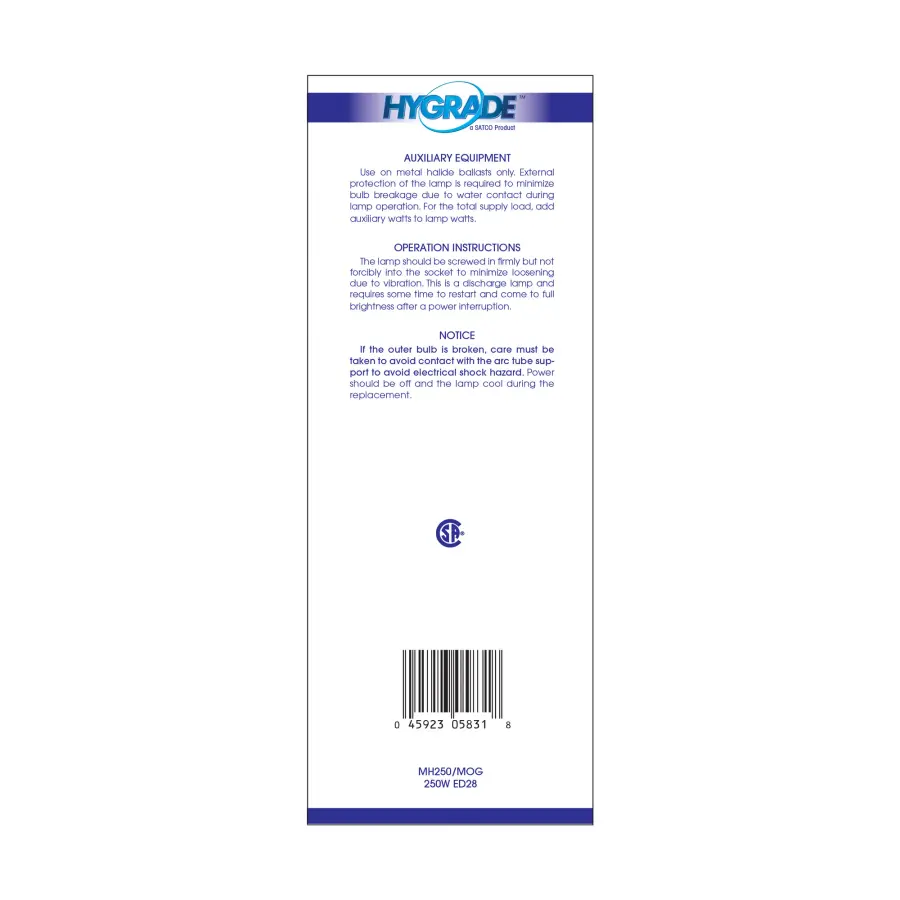 250 Watt - Metal Halide HID - Mogul base - ED28 - Clear - 65 CRI - 4000K - Image 4