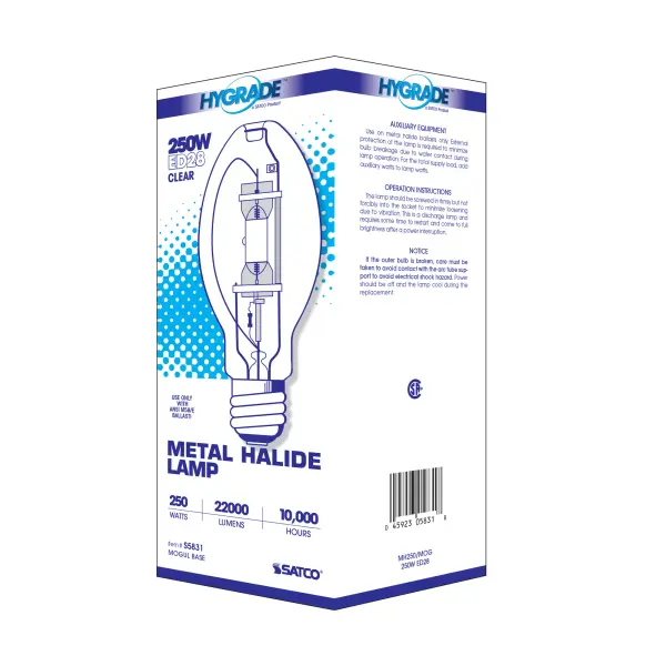 250 Watt - Metal Halide HID - Mogul base - ED28 - Clear - 65 CRI - 4000K - Image 6