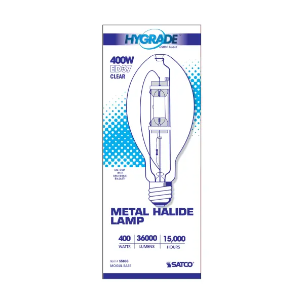 400 Watt - Metal Halide HID - Mogul base - ED37 - Clear - 65 CRI - 4000K - alternate view