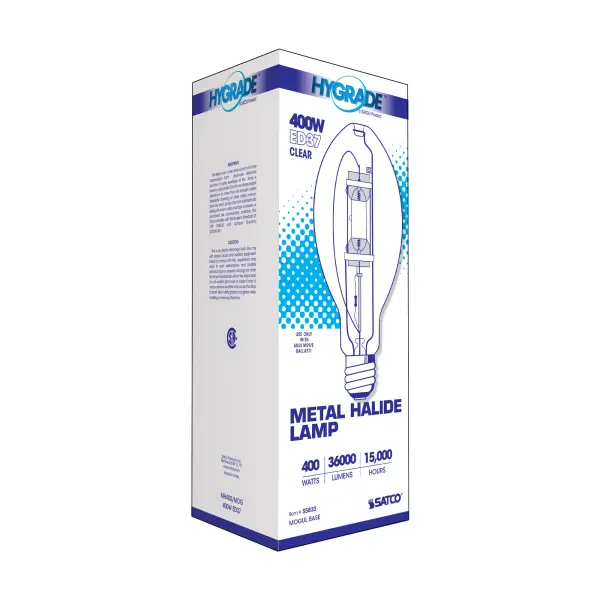 400 Watt - Metal Halide HID - Mogul base - ED37 - Clear - 65 CRI - 4000K - Image 4
