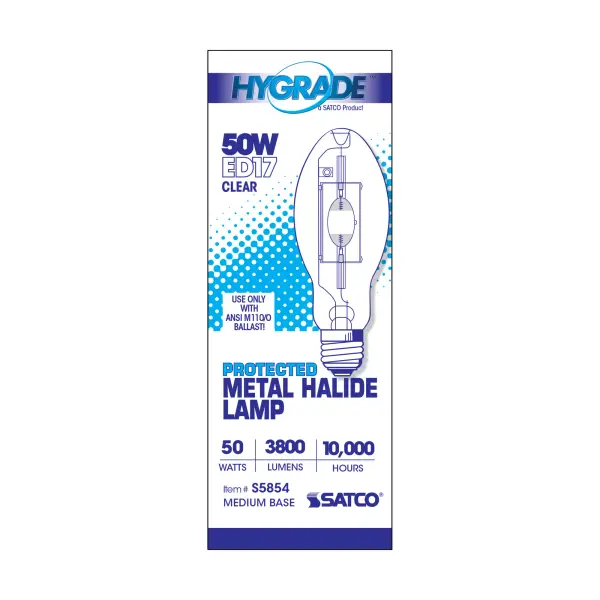 50 Watt - Metal Halide HID - Medium base - ED17 - Clear - 65 CRI - 4000K - alternate view