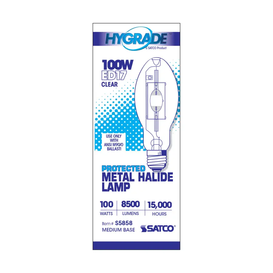100 Watt - Metal Halide HID - Medium base - ED17 - Clear - 65 CRI - 4000K - Image 2
