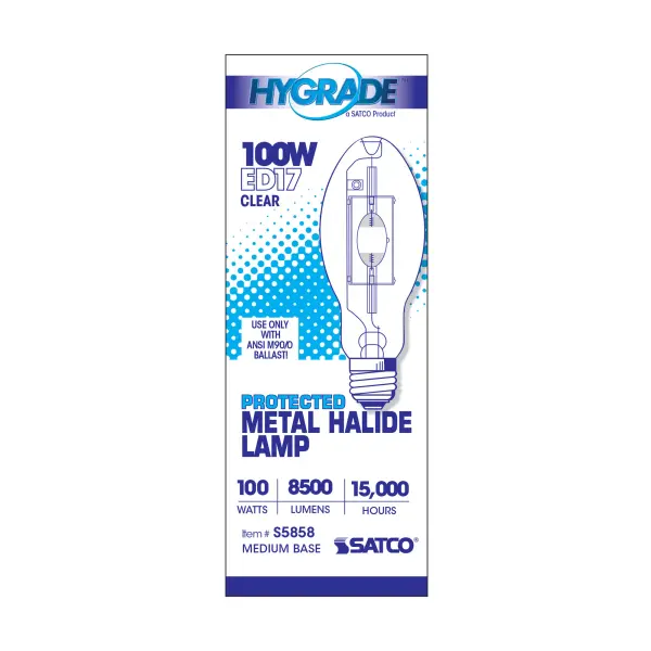 100 Watt - Metal Halide HID - Medium base - ED17 - Clear - 65 CRI - 4000K - Image 3