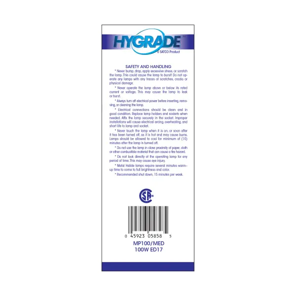 100 Watt - Metal Halide HID - Medium base - ED17 - Clear - 65 CRI - 4000K - Image 4