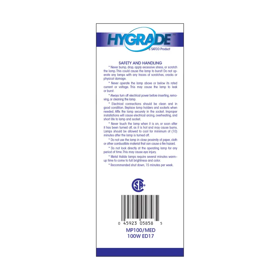 100 Watt - Metal Halide HID - Medium base - ED17 - Clear - 65 CRI - 4000K - Image 4