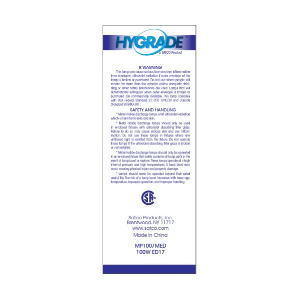 100 Watt - Metal Halide HID - Medium base - ED17 - Clear - 65 CRI - 4000K - Image 5