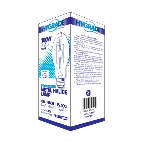 100 Watt - Metal Halide HID - Medium base - ED17 - Clear - 65 CRI - 4000K - Image 6